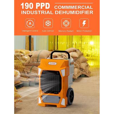 190 pt. Commercial Dehumidifiers in Orange with Drain Hose and Pump