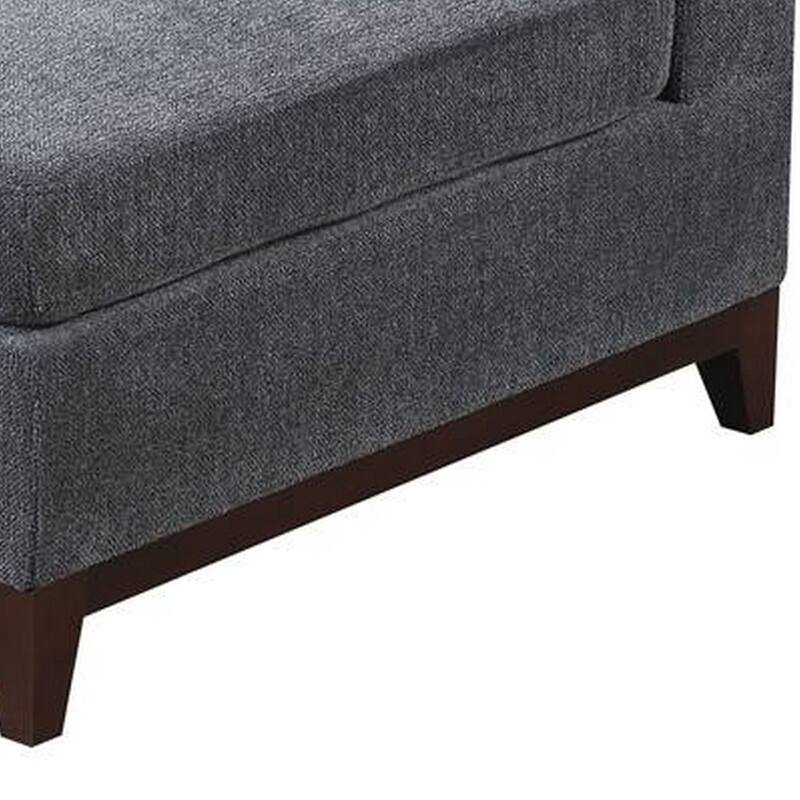Jemy 37 Inch Modular Corner Sofa Chair, Dark Gray Chenille, Solid Wood