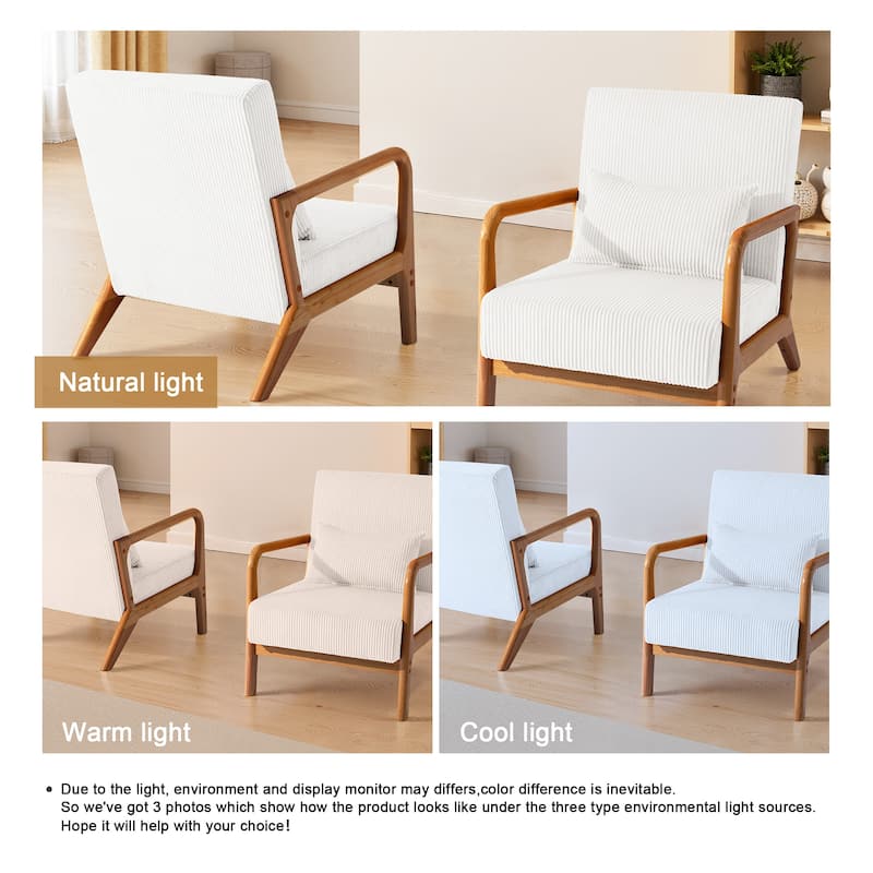 Modern Upholstered Accent Chair with Wood Legs Set of 2