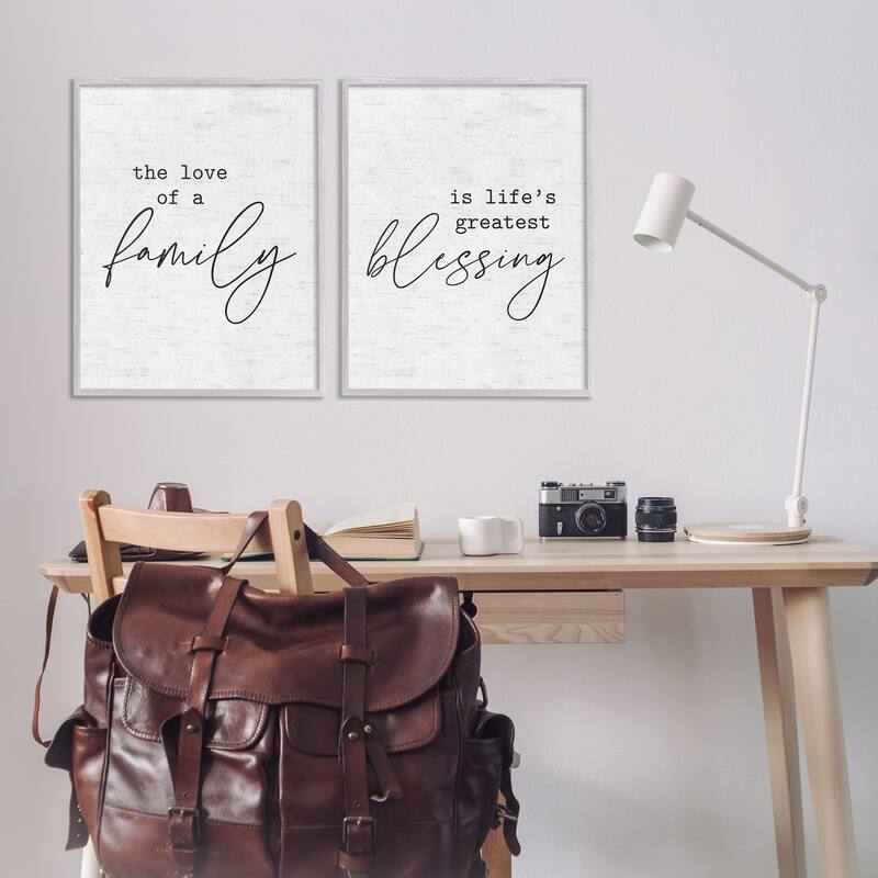 Stupell Love of Family is Life's Greatest Blessing Minimal Quote, 2pc Multi Piece Framed Wall Art Set