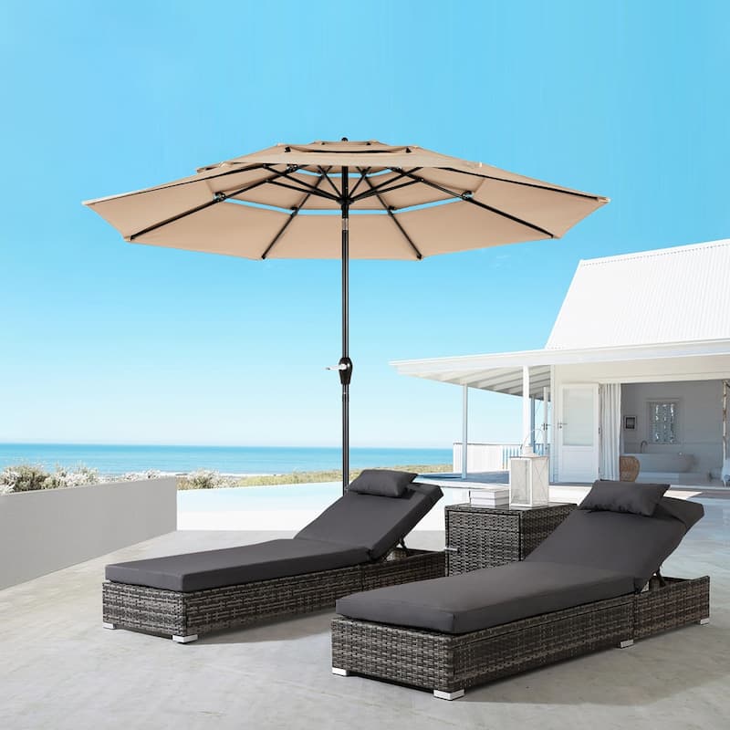 Topcraft 10ft Aluminum 3 Tier Tiltable Market Umbrella