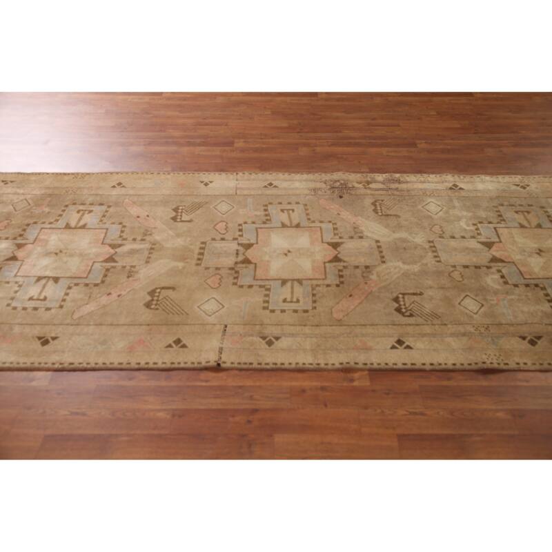 Tribal Animals Ardebil Persian Antique Runner Rug Handmade Wool Carpet - 4'0" x 10'11"