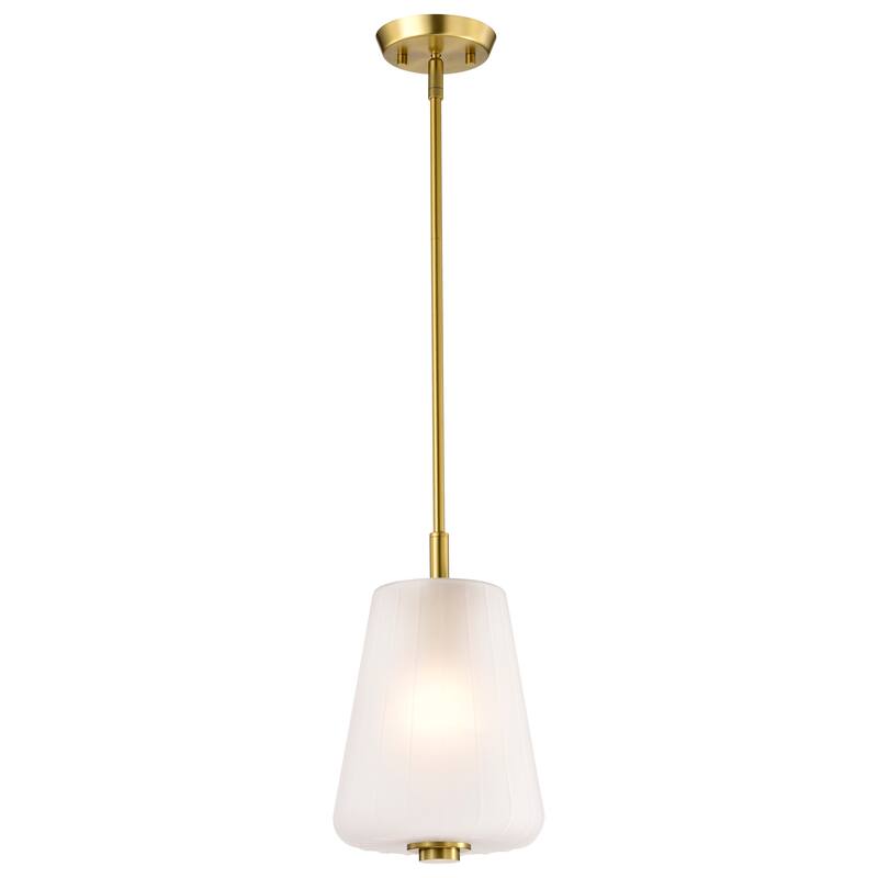 Lune Mini Pendant Vintage Brass Finish Etched White Glass - Vintage Brass