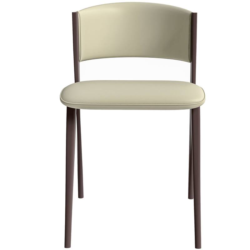 Leather Dining Chairs with Iron Legs and Open-Back Design Aspen Series Set of 2