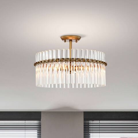 Casandra 4-light Brushed Brass Crystal Flush Mount