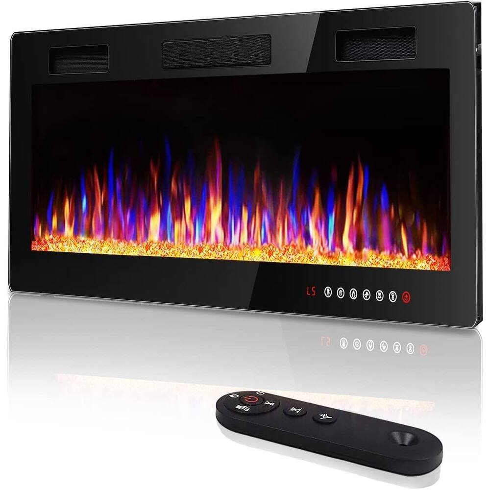 Bossin 30 to 72 inch Electric Fireplace Ultra-Thin and Silence Linear Recessed Wall Mounted Fireplace with Remote Control