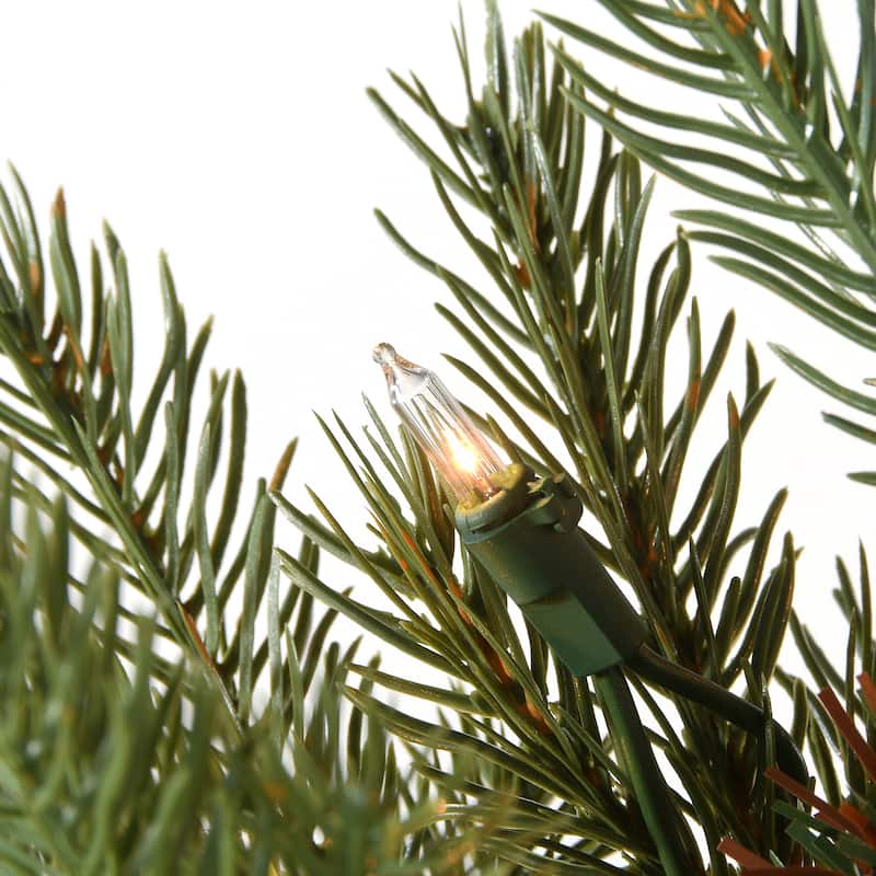 National Tree Company 3 ft. Feel Real Nordic Spruce Pre-Lit Tree in Burlap - 3 Foot