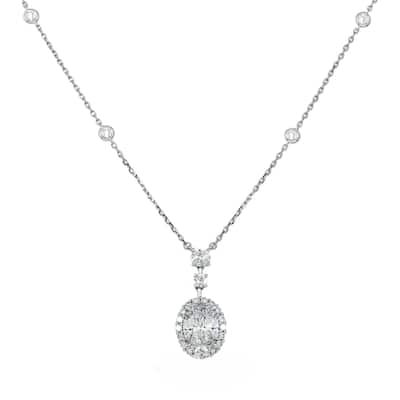 House Of Leon 18K White Gold Oval Cut Diamond Necklace 2.72ctw IGI