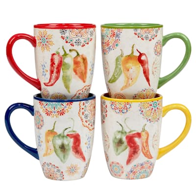 Certified International Sweet and Spicy 18 oz. Mugs, Set of 4