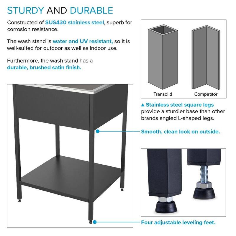 Transolid 24-in W x 22-in D x 35-in H Laundry Sink/Wash Stand All-in-One Kit - 24-in x 22-in