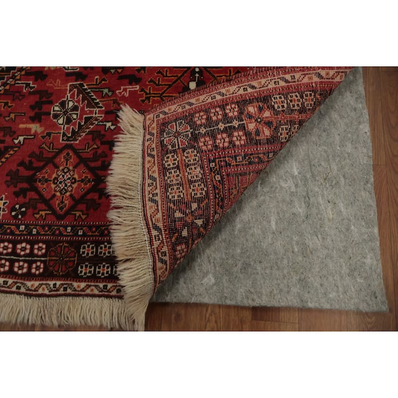 Hand Knotted Oriental 100% Wool Carpet Traditional Medallion Greys & Charcoal Shiraz Area Rug - 9' 11'' X 6' 8''