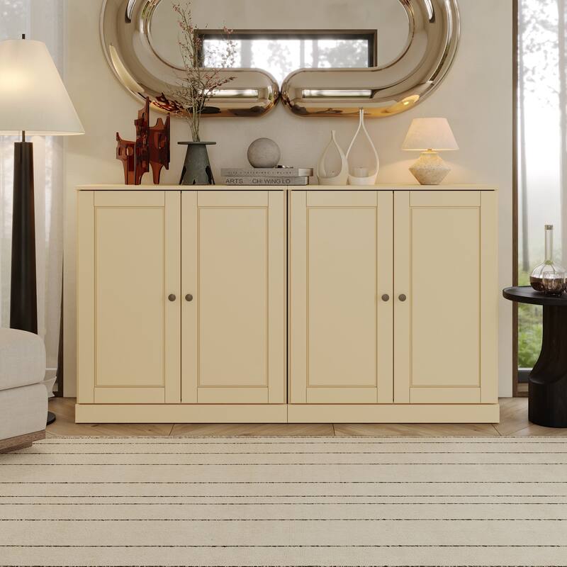 Palace Imports 100% Solid Wood 64" Sideboard with Solid Doors, 4-Drawers and Adjustable Shelves - Yellow