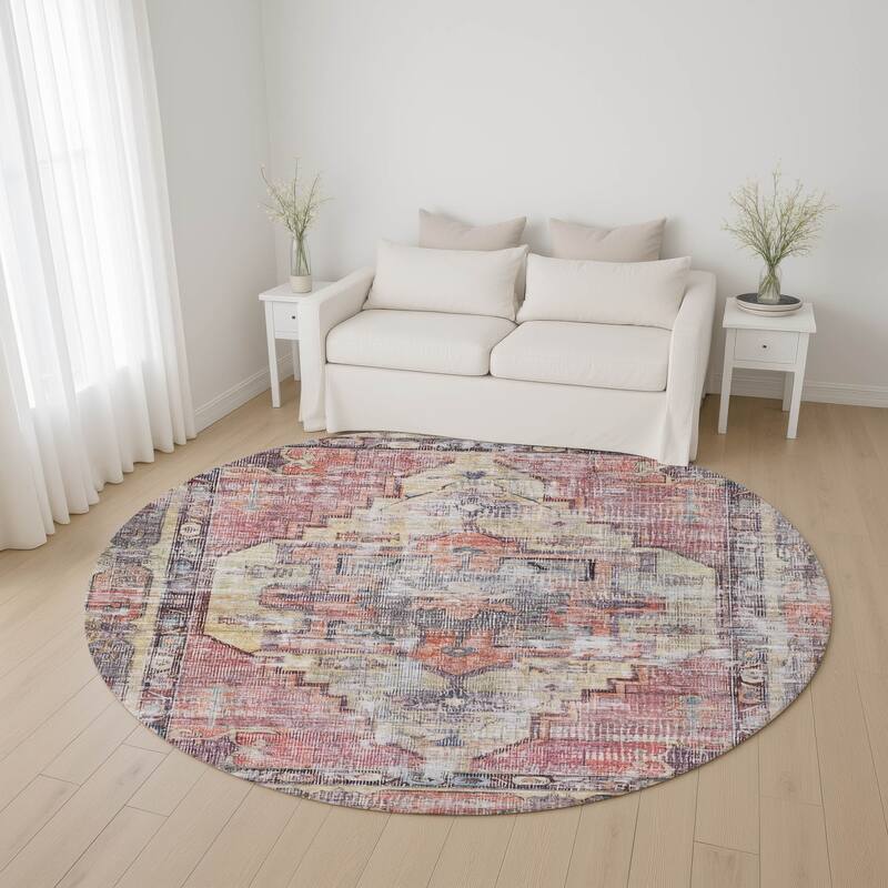 Premium Washable Super Soft Vintage Traditional Mayfield Rug - Paprika - 8' x 8'