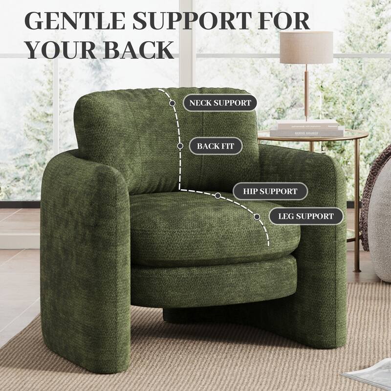 Accent Chairs, Living Room Chairs Upholstered Barrel Armchair for Living Room
