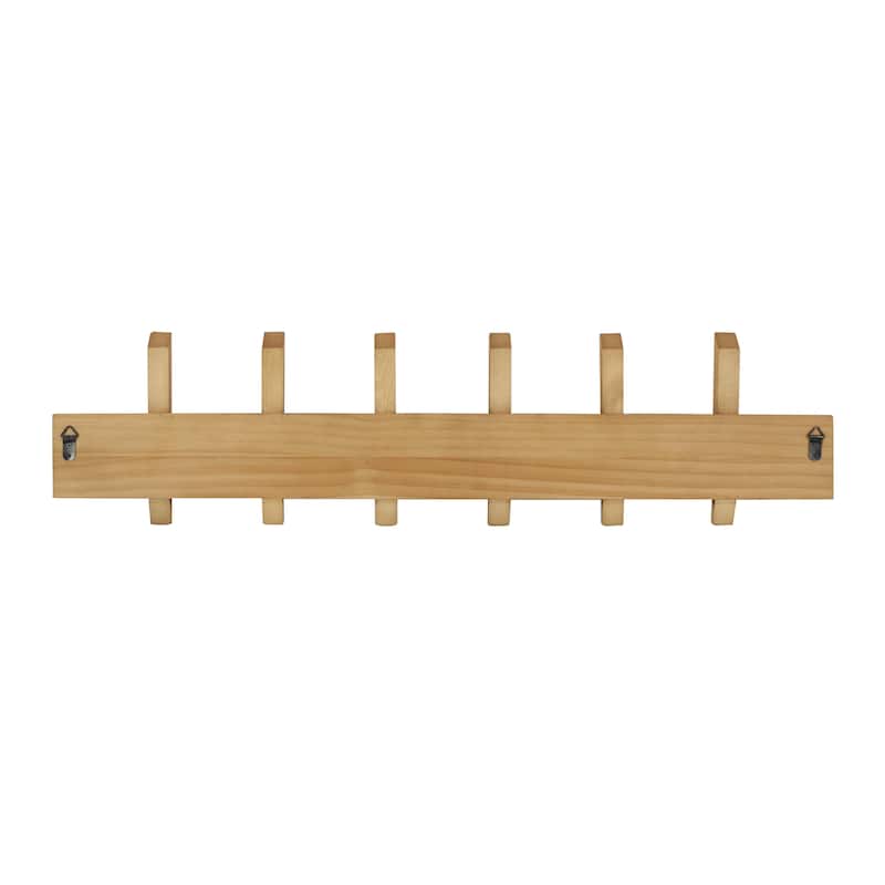 Wood Minimalistic 6 Hanger Home Wall Hook - Brown - Roche River Decor