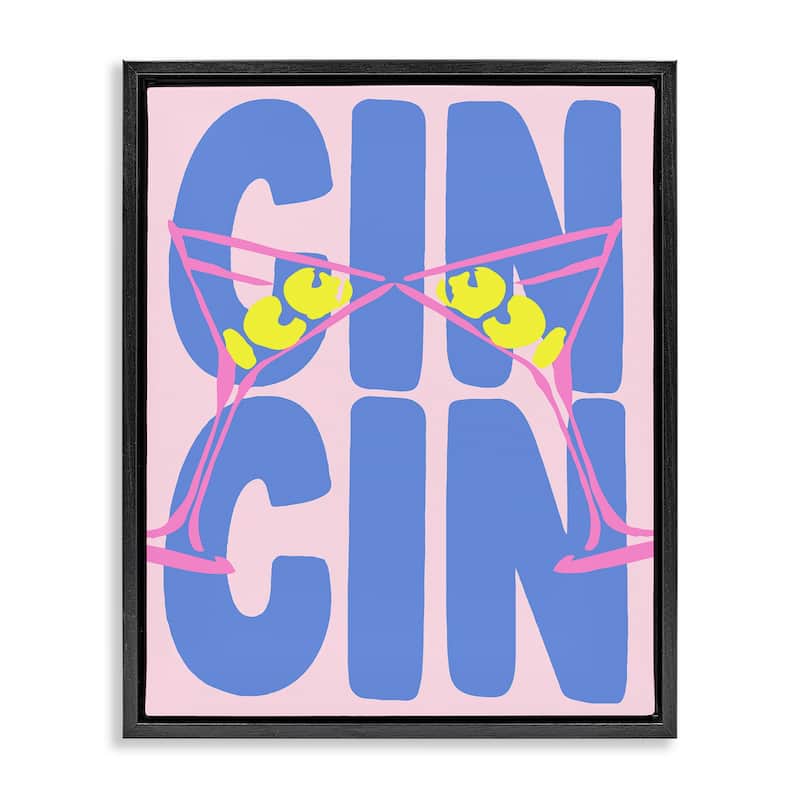 Stupell Pastel Cin Cin Cheers Framed Floater Canvas Wall Art Design By House of Lulu - 17 x 21 - Black