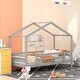preview thumbnail 3 of 46, Twin Over Twin Bunk Bed with Roof, Slide & Ladder, Playhouse-Inspired Design, Safe & Fun, Multiple Installation Options, Grey