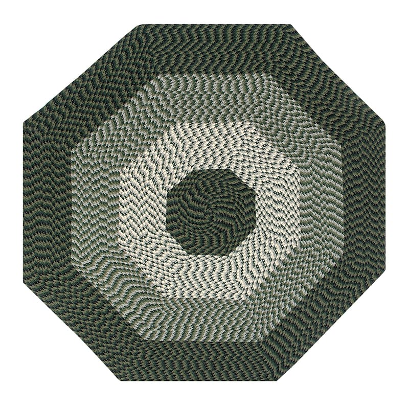 Better Trends Alpine Braid 100% Polypropylene Stain-resistant & Double-Sided Reversible Durable Indoor Area Utility Rug - 48" Octagonal - Hunter Stripe