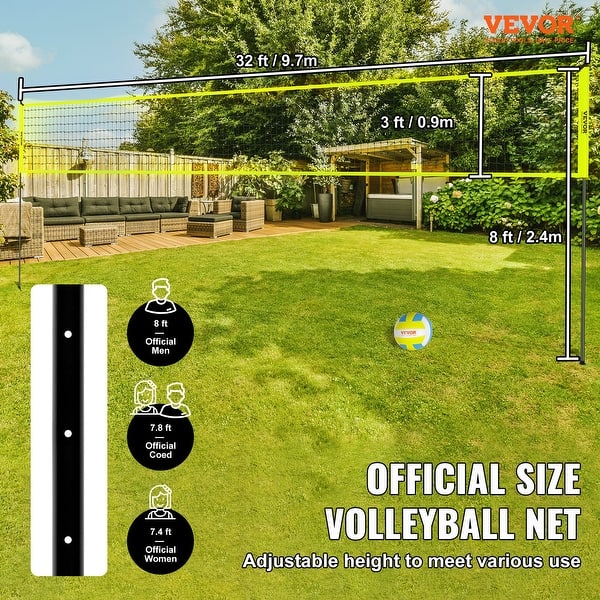 dimension image slide 0 of 2, Outdoor Portable Volleyball Net System,60ft×30ft,Heavy Duty Volleyball Net for Backyard, Beach, Lawn