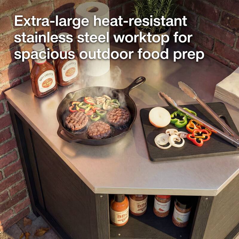 Modular Outdoor Kitchen Island Set, 100% Solid Wood BBQ Cabinet , Patio Kitchen Bar Table