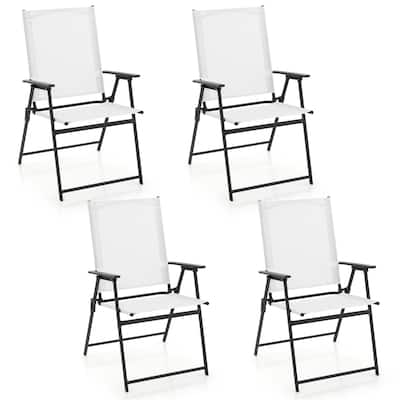 Gymax Set of 4 Patio Portable Metal Folding Chairs Dining Chair Set