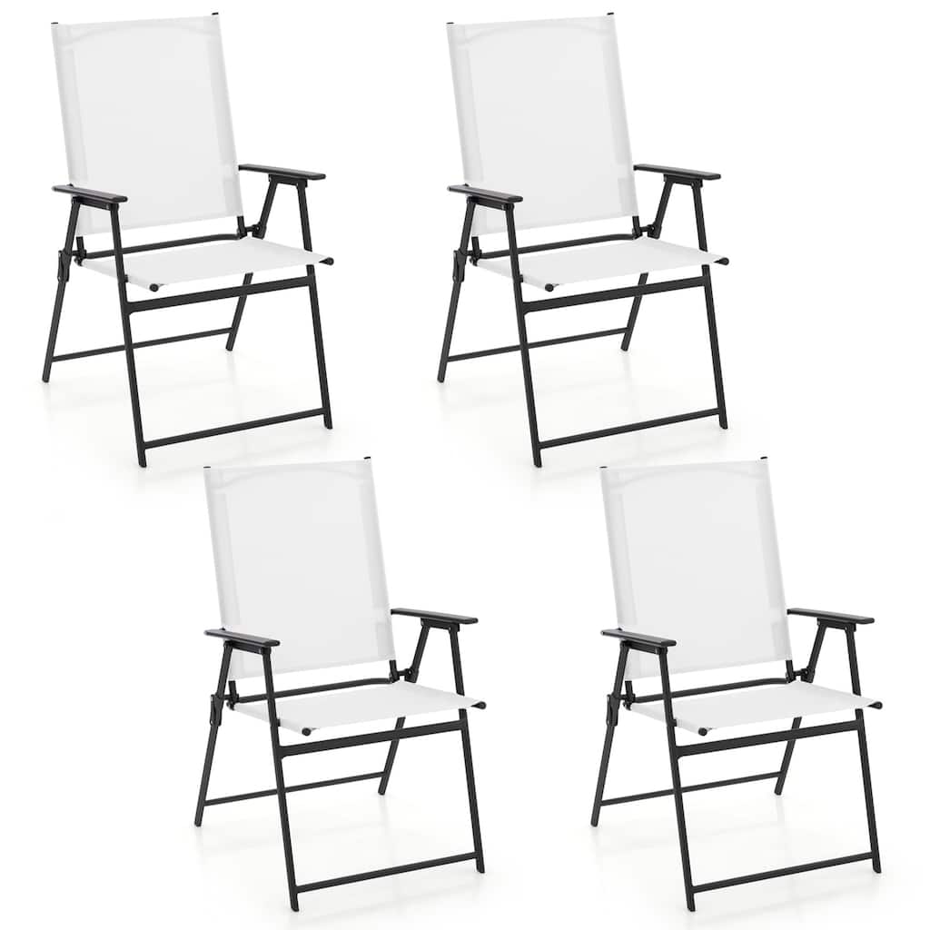 Gymax Set of 4 Patio Portable Metal Folding Chairs Dining Chair Set