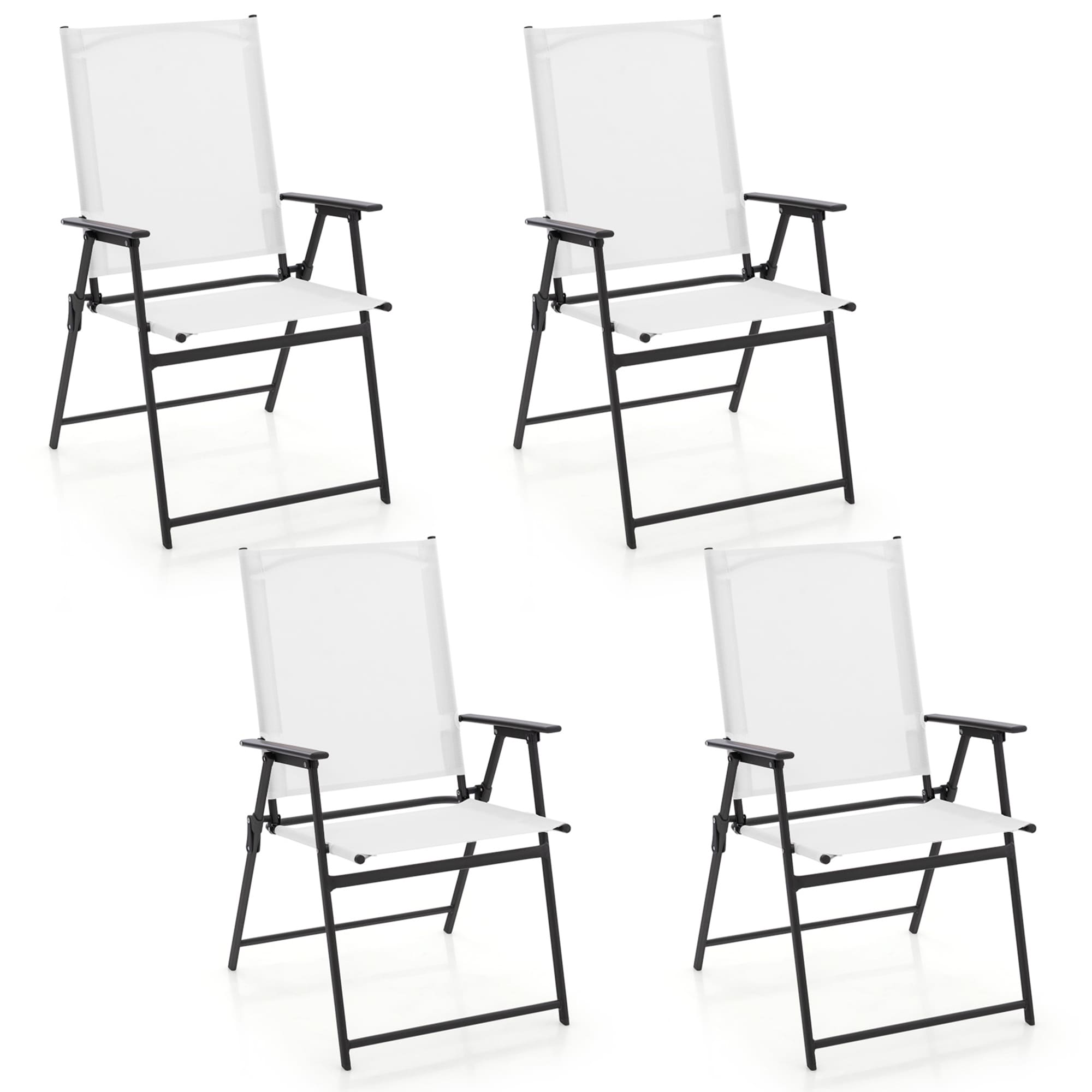 Gymax Set of 4 Patio Portable Metal Folding Chairs Dining Chair Set