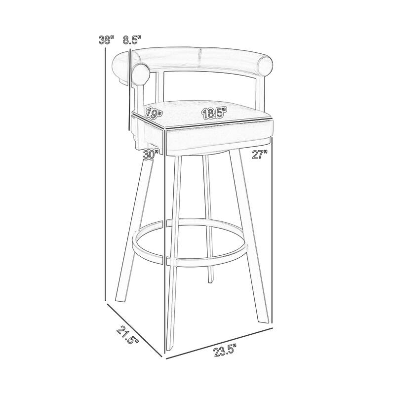 Weni Swivel Barstool Chair, Brown Faux Leather, Black Iron Frame