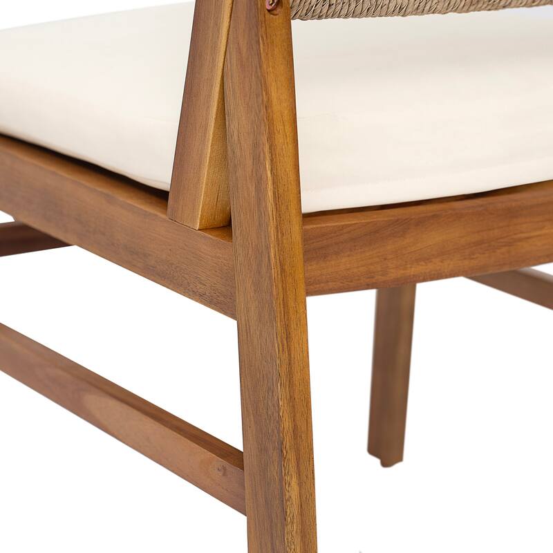 Christopher Knight Home - Mindy Outdoor Acacia Wood & Handwoven Wicker Dining Chairs with Cushions (Set of 2)