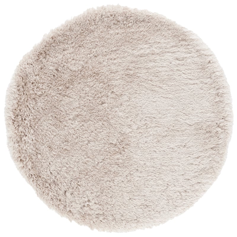 SAFAVIEH Handmade Vukosava Shag Guenevere 3-inch Extra Thick Rug - 7' x 7' Round - Light Beige - Runner/Round