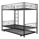 preview thumbnail 14 of 17, Black Twin over Twin Metal Bunk Bed with Trundle, Dividable into Two Beds
