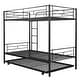 preview thumbnail 14 of 17, Black Twin over Twin Size Metal Bunk Bed With Trundle, Can be Divided into Two Beds