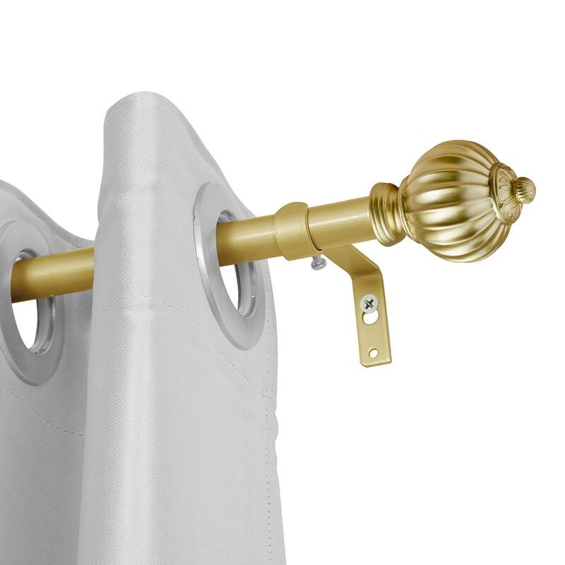 UTOPIA ALLEY Wall Mounted 3/4 Inch Curtain Rod - Curtain Rods For Windows, Adjustable Drapery Rods - Gold - 28"- 48"