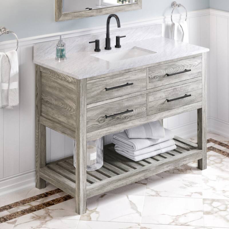 Jeffrey Alexander VKITWAV48R-MARBLE Wavecrest II 48" Free Standing - Weathered Grey / White Carrara