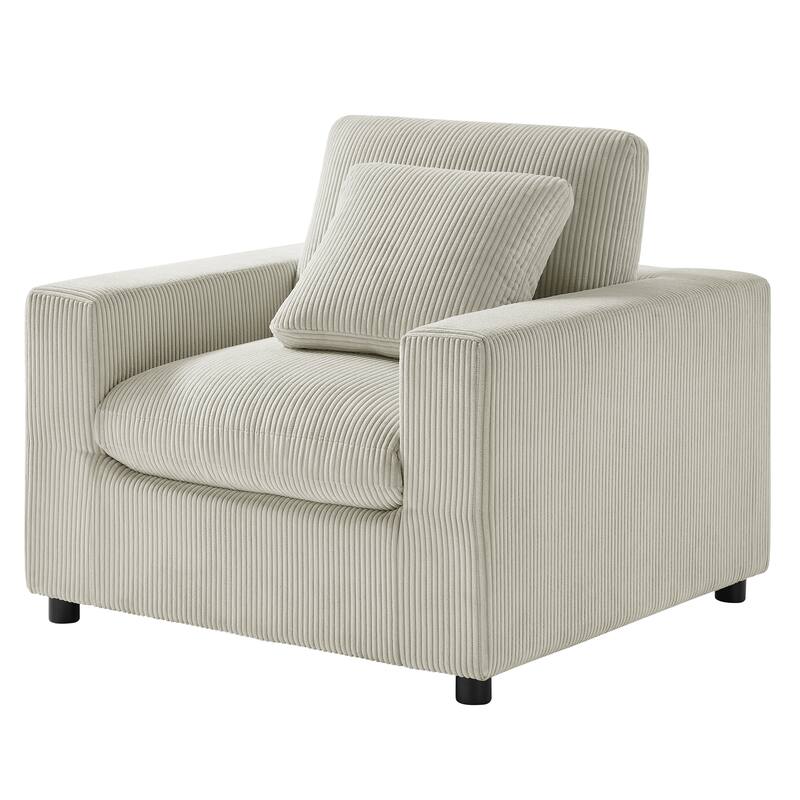Cambrai Modern Fabric Arm Chair by Greyson Living. - Beige Corduroy