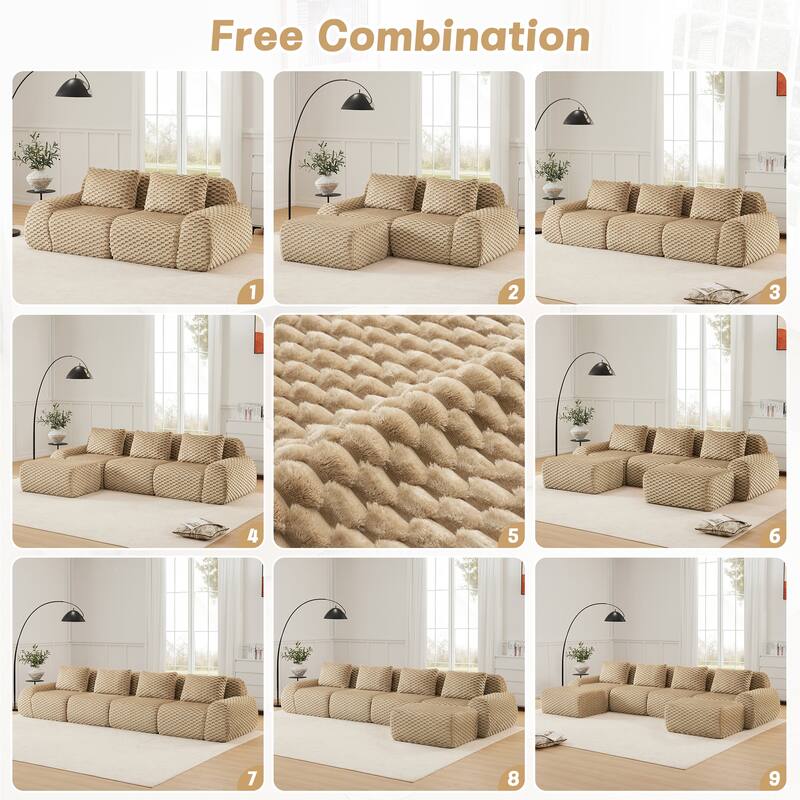 Floor Cloud Sectional Couch, Boneless Sofa for Living Room, Modular Sectional Sofa with Deep Seat, No Assembly Required