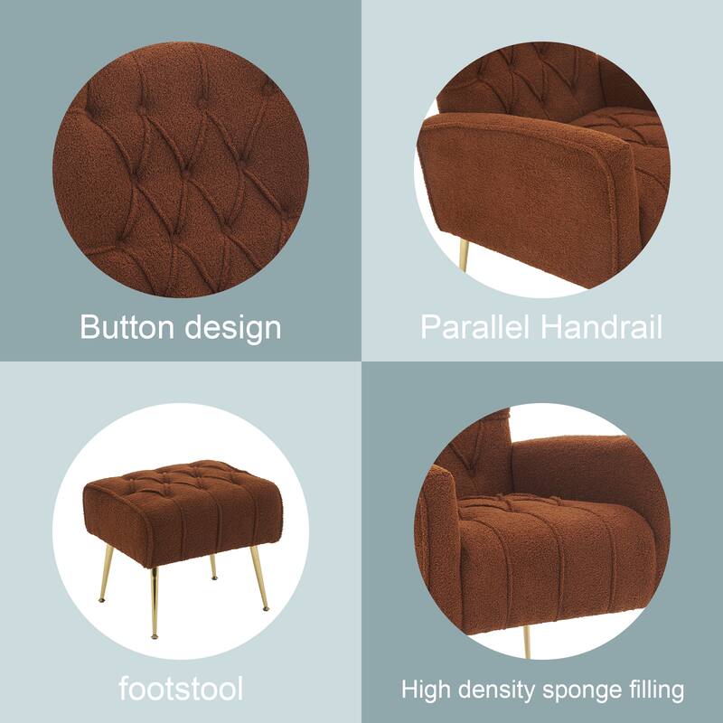 Upholstered Wingback Chair with Ottoman