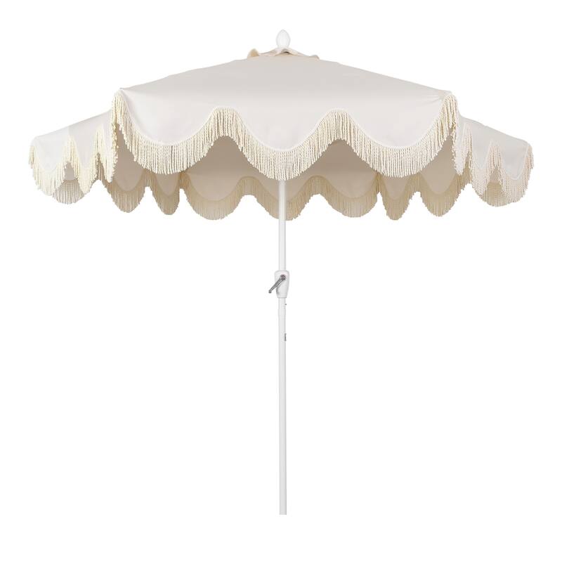 9ft Tassel Patio Umbrella Auto-Tilt, Crank , by JONATHAN Y