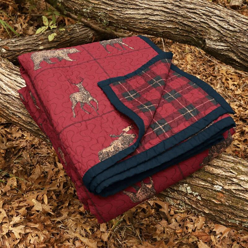 Paseo Road by HiEnd Accents Woodland Plaid Reversible Quilt Set, King, 3PC