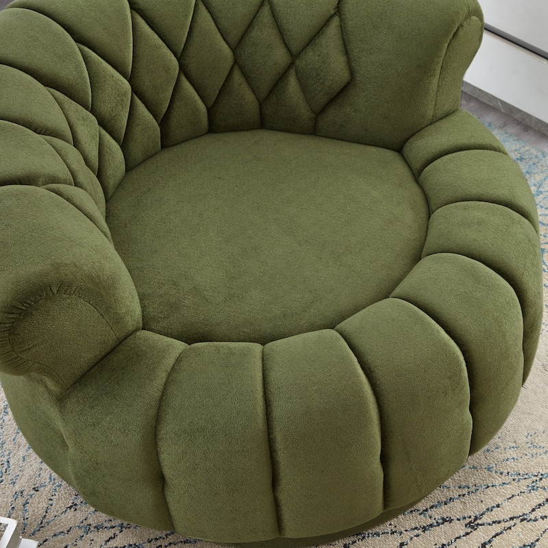 360° Swivel Chair Accent Chair Chenille Upholstered Single Sofa Chair Round Club Chair for Living Room Bedroom
