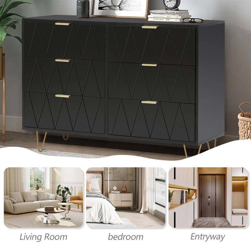 6 Drawer Dresser and Night Stand Sets for Bedroom Set of 2 & 6 Drawer Dresser Combo