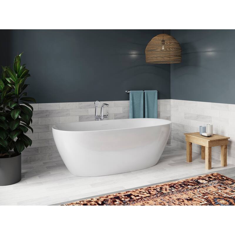 Sterling Unwind 60" Free Standing Acrylic Soaking Tub with Center