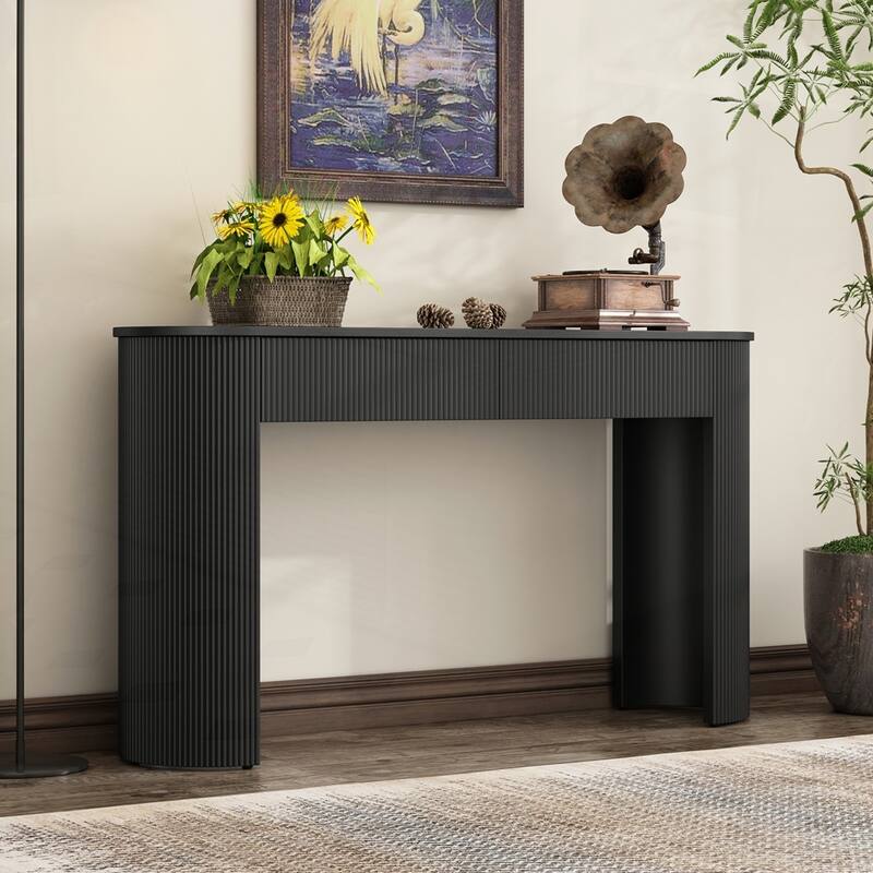 Oval Top Console Table with Storage