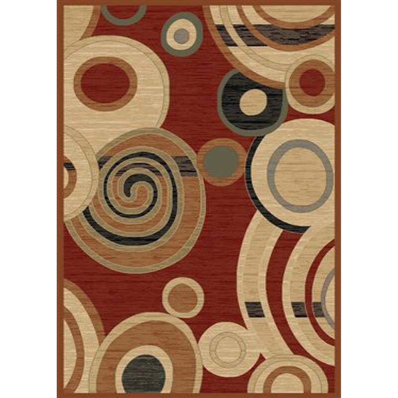 Contemporary Ritz Claret Area Rug - 5'3" x 7'3" - Red