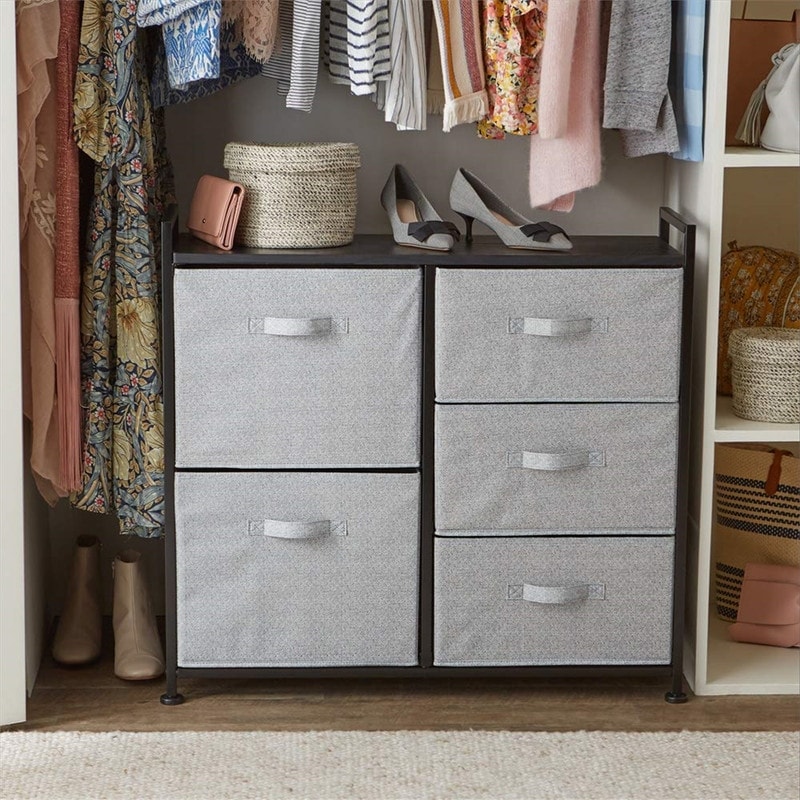 Basics Fabric 5-Drawer Storage Organizer Unit for Closet