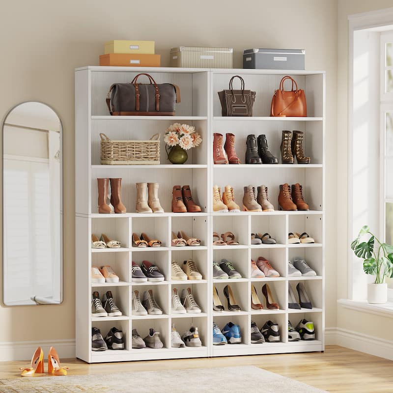 Modern Shoe Storage Cabinet with Shelves, 24 Pair Freestanding Shoe Rack Storage Organizer for Hallway Bedroom Entryway
