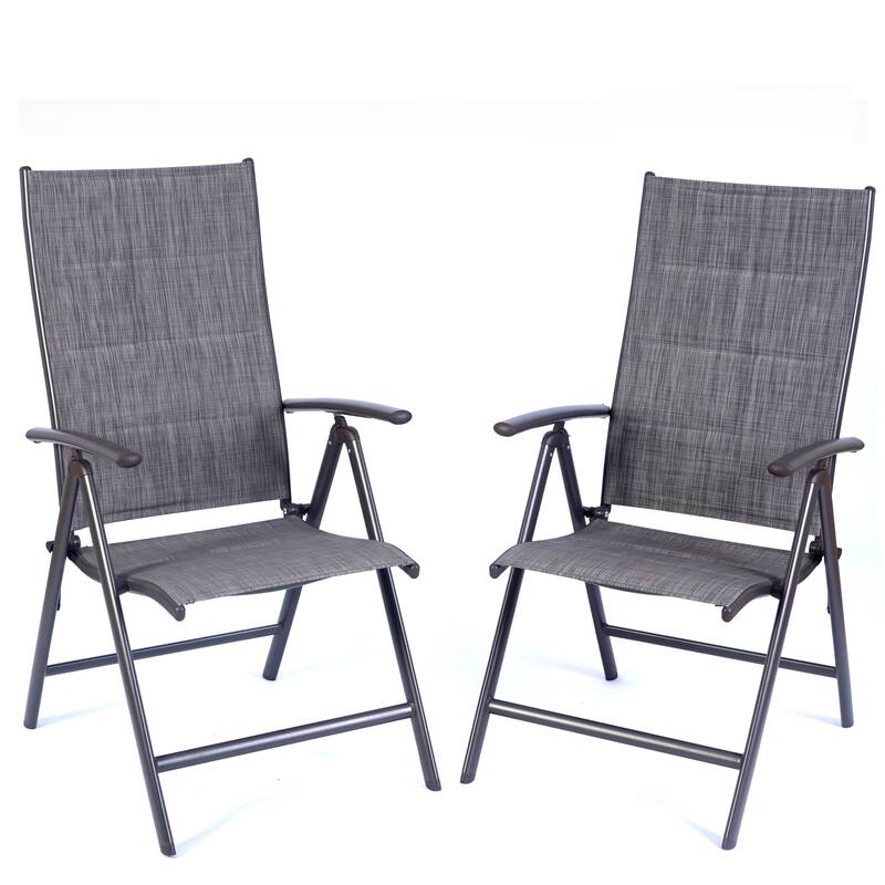 Kozyard Coolmen Outdoor Patio Dining Furniture 2-Pack Foldable Chairs - Grey - 2-Piece Sets