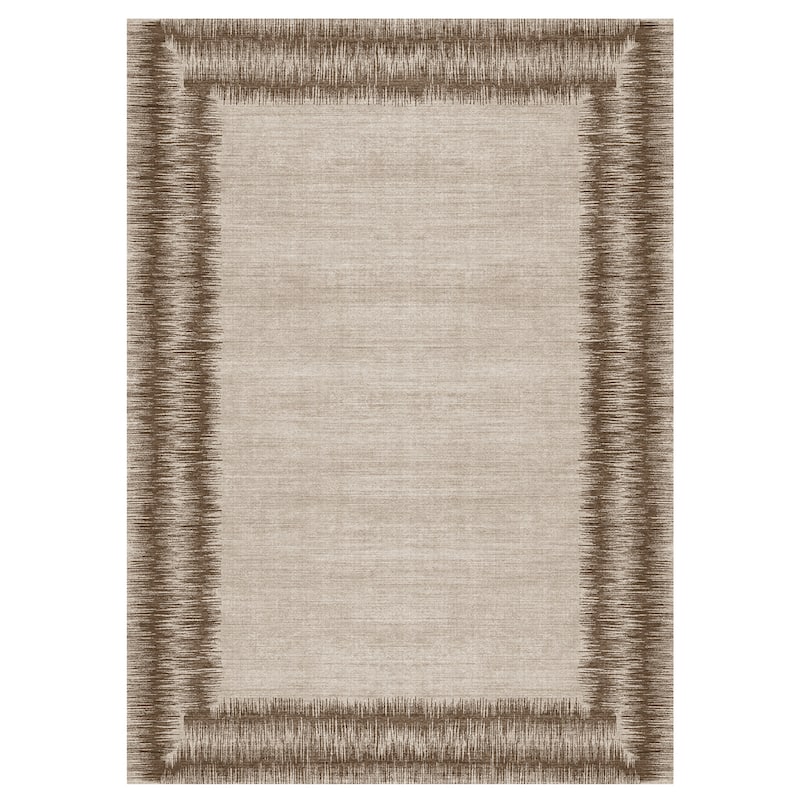 Gertmenian Crystal Print Soft Flat Pile Polyester Slip Resistant Washable Indoor Printed Area Rug Collection - 6' x 9' - Davina Tan - Rectangle