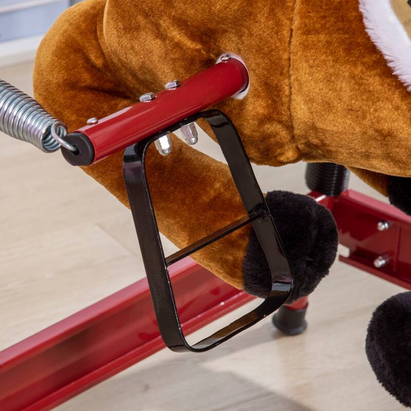 Interactive Plush Spring Rocking Horse with Horse Riding Sound Effects for Kids 5-12 Years Old, 132 lbs Weight Capacity