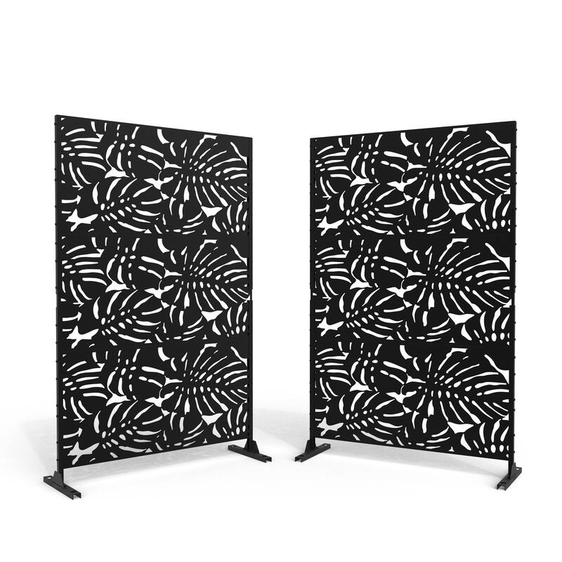 Outdoor Privacy Screen with Stand (Set of 2) - 11 Black-2Set
